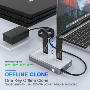 Dual-bay Offline Clone USB Type-C NVMe USB C 3.1 Gen 2 m. 2 NVMe SSD Ổ đĩa cứng bao vây nhựa duplicator cloner Docking - Product Image 3
