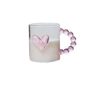 Bicchiere in Vetro <span class=keywords><strong>con</strong></span> Design a <span class=keywords><strong>Cuore</strong></span> 3D Rosa e Manico Colorato, Resistente alle Alte Temperature per Succo/Acqua/Latte - Product Image 5