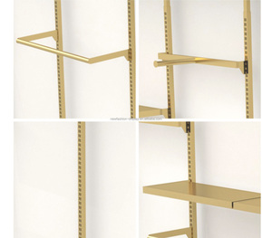 Personalizzare le dimensioni della vendita al dettaglio oro lucido in acciaio inox montaggio a parete appendiabiti da donna cremagliera per la visualizzazione di negozi Boutique - Product Image 6