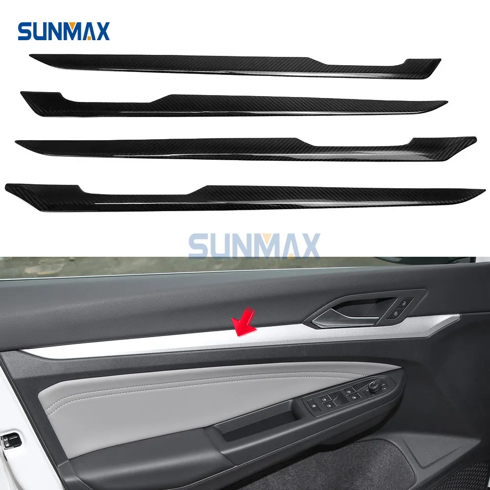 Sunmax из натурального углеродного волокна, отделка внутренней дверной панели для VW Golf 8 MK8 GTI GTE GTD R Line 2020-2022