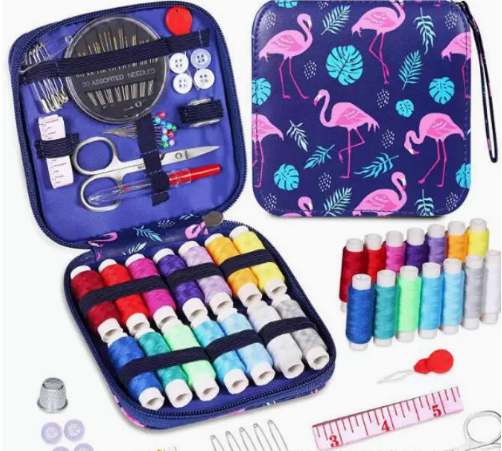 Portable Sewing Kit with Thread Spools Needles Scissors, Multi-color ...