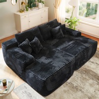 Sofá Seccional Modular de un Solo Asiento, Moderno, de Tela de Pana de Alta Densidad, con Respaldo Cuadrado y Relleno de Espuma