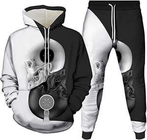 Autunno inverno Skull tuta stampa 3d felpe con cappuccio pantaloni set Unisex gotico abbigliamento sportivo Pullover Casual felpe abbigliamento <span class=keywords><strong>uomo</strong></span> - Product Image 5