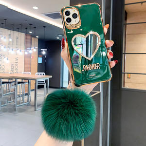 Mignon Moelleux Fourrure Miroir Téléphone étui pour iphone 11 <span class=keywords><strong>12</strong></span> 13 14 <span class=keywords><strong>Pro</strong></span> Max XS XR 14 Plus Filles Antichoc Pare-chocs Béquille Couverture - Product Image 6