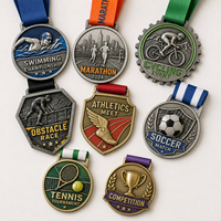 Atletiek Tennis Baan Zinklegering Medaille 3D Logo Op Maat Voetbalmedailles voor Prijsuitreiking Leverancier Lint Geplateerd Messing Koper
