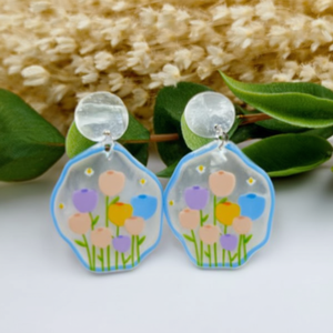 Orecchini Pendenti in Resina Floreale, Gioielli alla Moda per Donne, Stile Carino, Orecchini in Acrilico - Product Image 3
