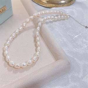 Collar de Perlas de Arroz de Plata Pura de Zhuji Danshui, Estilo Zhao Lusi, Versátil, Resistente, con un Atractivo Suave, Descuento al por Mayor para Personas Mayores - Product Image 3