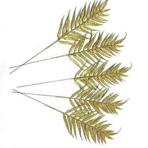 2024, venta al por mayor, decoración de fiesta de Navidad, plantas artificiales personalizadas, simulación de hojas de plástico dorado, hojas de bambú en polvo dorado - Product Image 5