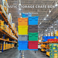Caisses en plastique solides empilables de bonne qualité, boîte de stockage logistique avec couvercle