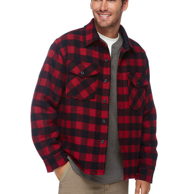 OEM custom logo Men's shirts over-sized plaid Winter Warm lined ranger wool shirt