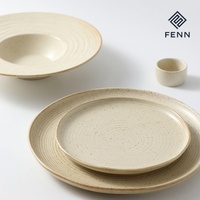 Assiettes plates rondes en grès pour restaurant à thème FENN, vaisselle décontractée pour buffet et banquet
