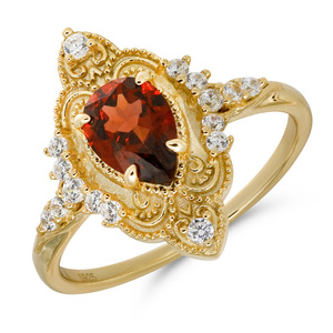 <span class=keywords><strong>Anello</strong></span> da Donna in Argento Sterling 925 Placcato Oro Stile Retrò con <span class=keywords><strong>Granato</strong></span> <span class=keywords><strong>Rosso</strong></span> a Goccia, Lussuoso e Emozionale - Product Image 1
