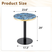 [Stock US] Table basse ronde en MDF de 23,6 pouces avec bord pulvérisé/peint, plateau en MDF avec texture marbre et peinture UV, expédition domestique aux États-Unis, 1 pièce MOQ