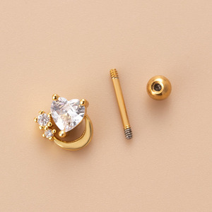 POENNIS Mini Crystal zircone CZ Leaf Circle cartilagine Tragus orecchini in acciaio inossidabile CZ Ear Bone Piercing Stud Earring - Product Image 3