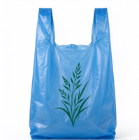 Sac de courses en plastique jetable bleu avec logo personnalisé et motif végétal unique pour supermarchés sur le marché africain