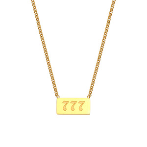 Nouveauté Été Tendance Collier Chaîne à Maillons en Acier Inoxydable Plaqué Or 18K Étanche Imitation Anniversaire Numéro d'Ange <span class=keywords><strong>111</strong></span> - Product Image 2