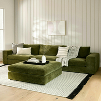 Canapé en bois de teck de haute qualité de style naturel, meubles de salon et de chambre à coucher, canapé sectionnel en tissu et éponge avec coussins doux