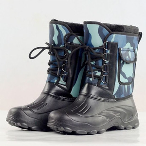 [Comprend des crampons antidérapants] Bottes de travail d'hiver pour hommes, imperméables et épaisses, à tige haute, camouflage, pour l'extérieur, imperméables et - Product Image 3