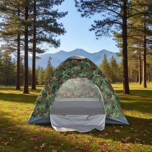 เต็นท์กันน้ำลายพรางสำหรับ3-4คนแบบพกพาน้ำหนักเบาผ้าเคลือบเงินน้ำหนักเบาเสาไฟเบอร์กลาสออกแบบให้พับเก็บได้ - Product Image 2