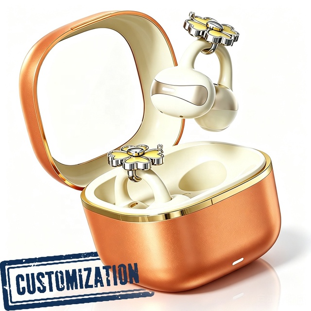 NE-13S Fashion Decorative Earring Clip on Wireless Earbuds Comfort Earphones for Sports, Commuting and Daily Everyday Wear