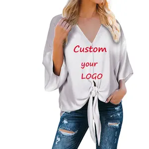 Luxus Kleidung Frauen Kleidung Polynesian Custom Logo/Druck/Design Elegante V-Ausschnitt Fledermaus Ärmel Tops Office Chiffon Bluse Shirt