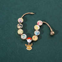 Bracelet Anime POKEMON, figurine de dessin animé mignonne, Eevee Vaporeon Flareon, perles rondes en métal, pendentif, accessoires DIY Kawaii
