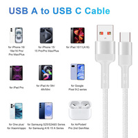 Câble certifié CE Rohs 6A Type c Tresse en nylon à charge rapide Câble Usb a vers Usb c Câble 1M 2M 3M Type a vers c pour Xiaomi Huawei