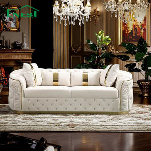 أريكة تشيسترفيلد بيضاء وردية ذهبية فاخرة من منفذ المصنع ، أريكة من القماش المخملي ، مجموعة أثاث أريكة لغرفة المعيشة معنقدة - Product Image 2