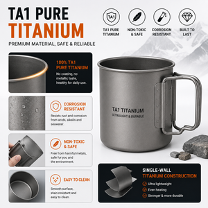 Wholesale Ultralight Titanium <b>Camping</b> <b>Mug</b> Grade 5 Titanium Cup 220ml 300ml 380ml 450ml OEM Custom Logo Outdoor Drinkware - Product Image 4