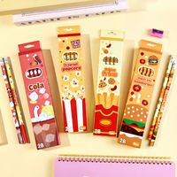 Lot de 12 crayons en bois 2B pour écoliers, motif hamburger de dessin animé mignon et kawaii, vente en gros
