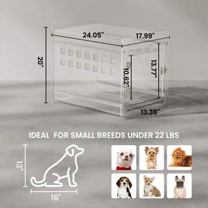 Kapalı uç masa köpek sandık kilitlenebilir havalandırmalı Modern köpek kulübesi en küçük köpek kedi Pet için şeffaf akrilik köpek sandık - Product Image 3