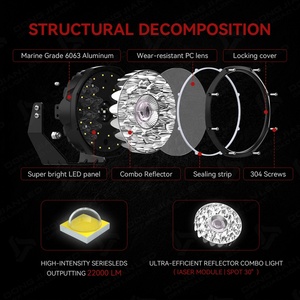 Foco LED Láser Marino Redondo de 9 Pulgadas, 240W 22000LM, Impermeable y Anticorrosión, Luces de Conducción para Barco, Yate, Pesca - Product Image 3