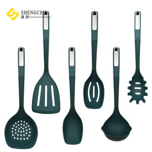 Nouvel ensemble de 6 ustensiles de cuisine en <span class=keywords><strong>silicone</strong></span> LFGB de haute qualité, ustensiles de cuisson antiadhésifs, grande spatule/écumoire - Product Image 1