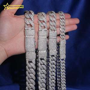 <span class=keywords><strong>Cadena</strong></span> Cubana de Moissanita Estilo Delgado a Precio Económico, Chapada en <span class=keywords><strong>Oro</strong></span> S925 Sólido, Pasa Prueba de Diamante, Moissanita VVS, <span class=keywords><strong>Cadena</strong></span> de Eslabones Cubanos Iced Out - Product Image 1