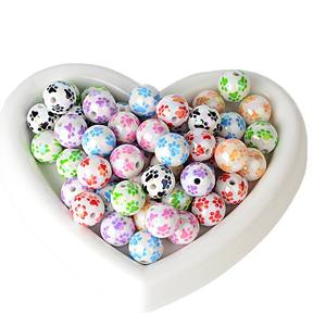 Perles rondes en acrylique plaqué couleur nacrée 16 mm, motif griffe de chat, pour la confection de chaînes de téléphone portable, porte-clés, accessoires de stylo, décoratifs - Product Image 6