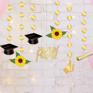 Guirnalda Decorativa Negra <span class=keywords><strong>y</strong></span> Dorada con la Leyenda 'Felicidades Graduado' para Graduación <span class=keywords><strong>y</strong></span> Ramadán, con <span class=keywords><strong>Gorro</strong></span> Brillante, <span class=keywords><strong>Diploma</strong></span>, Estrella <span class=keywords><strong>y</strong></span> Sombrero - Product Image 4