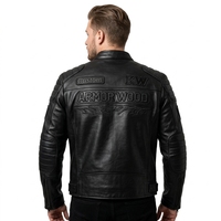 Veste de motard en cuir de vache véritable pour homme, design personnalisé, broderie unie, gaufrage, faible MOQ, OEM, veste de course en cuir noir pour homme