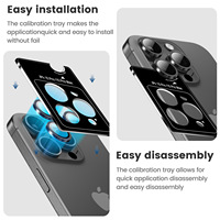Protection d'objectif d'appareil photo en verre trempé scintillant avec bordure métallique pour iPhone 12 13 14 15 16 17 Pro Max, protection d'objectif 3D antichoc