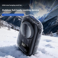 Nouveau ventilateur portable mini USB rechargeable à longue autonomie, à suspendre au cou, pour extérieur, avec compresse de glace, en ABS, idéal pour l'Amazon transfrontalier