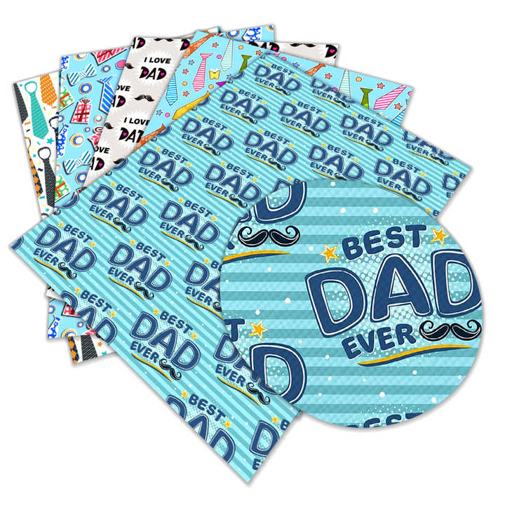 Father’s day printed Faux Leather Cartoon 30*22 cm for Bag Bows
