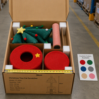 Rascador para Gatos con Forma de Árbol de Navidad, Árbol para Gatos de Felpa con Poste de Sisal para Rascar, Base de Cueva Acogedora para Gatos, Muebles Navideños para Mascotas