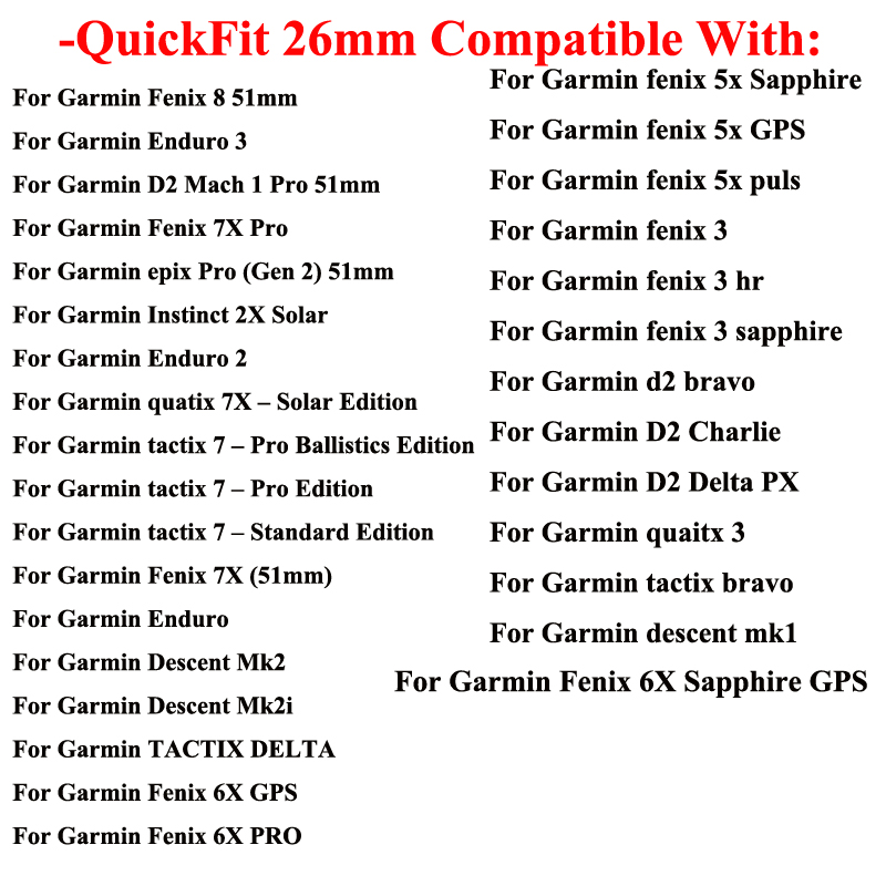 Quick Fit 26mm Steel Watch Strap for Garmin Fenix 8 51mm 7 7X 6 6X Pro Stainless Steel Watch Band for Garmin Fenix 3 5 5X Plus