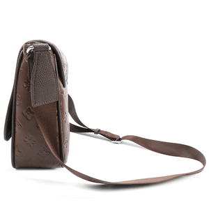 Sac bandoulière personnalisé pour homme en cuir PU gaufré marron, sac messager avec sangle réglable, OEM ODM, sacoche décontractée pour usage quotidien - Product Image 3