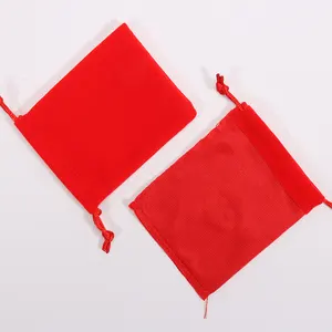 Pochettes pour bijoux en velours rouge, 30 pièces, pochette à cordon, poche de lavage