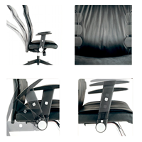 Chaise de bureau exécutive ergonomique moderne à dossier haut en alliage d'aluminium noir, pivotante, avec accoudoirs réglables, pour atelier, bureau à domicile, espace de travail