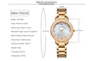 <span class=keywords><strong>Reloj</strong></span> de Cuarzo <span class=keywords><strong>MINI</strong></span> <span class=keywords><strong>FOCUS</strong></span> 0226 Elegante Azul para <span class=keywords><strong>Mujer</strong></span>, Correa de Acero Inoxidable, Diamantes, Resistente al Agua, Estilo Casual y Sencillo - Product Image 2