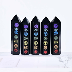 Nova Chegada: Torre de Obsidiana Natural Polida com 7 Pontas de Cristal para Cura Energética e Tendências de Bem-Estar - Product Image 2