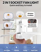 Lumière de ventilateur de prise E27 avec télécommande 16 pouces ampoule de ventilateur de plafond à intensité variable en continu prise de lumière à visser pour chambre salon