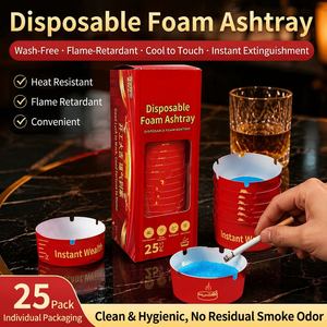 Cendrier jetable en mousse 25 pièces Rouge Cadeau du Nouvel An Portable Sans fumée Rempli de sable Forme personnalisée Usage domestique Marque privée sous licence - Product Image 1