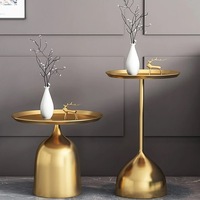 Moderner Skandinavischer Goldener Metall-Beistelltisch Runder Minimalistischer Endtisch für Wohnzimmer Sofa Schlafzimmer Kleiner Kaffeetisch